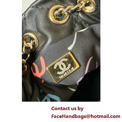 CHANEL Shiny Lambskin  &  Gold-Tone Metal Backpack AS4810 black 2025